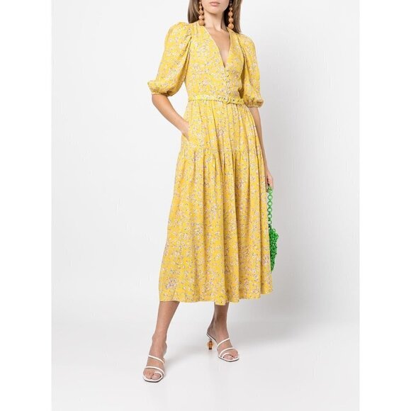 💕NICHOLAS💕 Celie Floral Print Long Dress Yellow Hastings Floral Print 10 NWOT - Picture 3 of 16